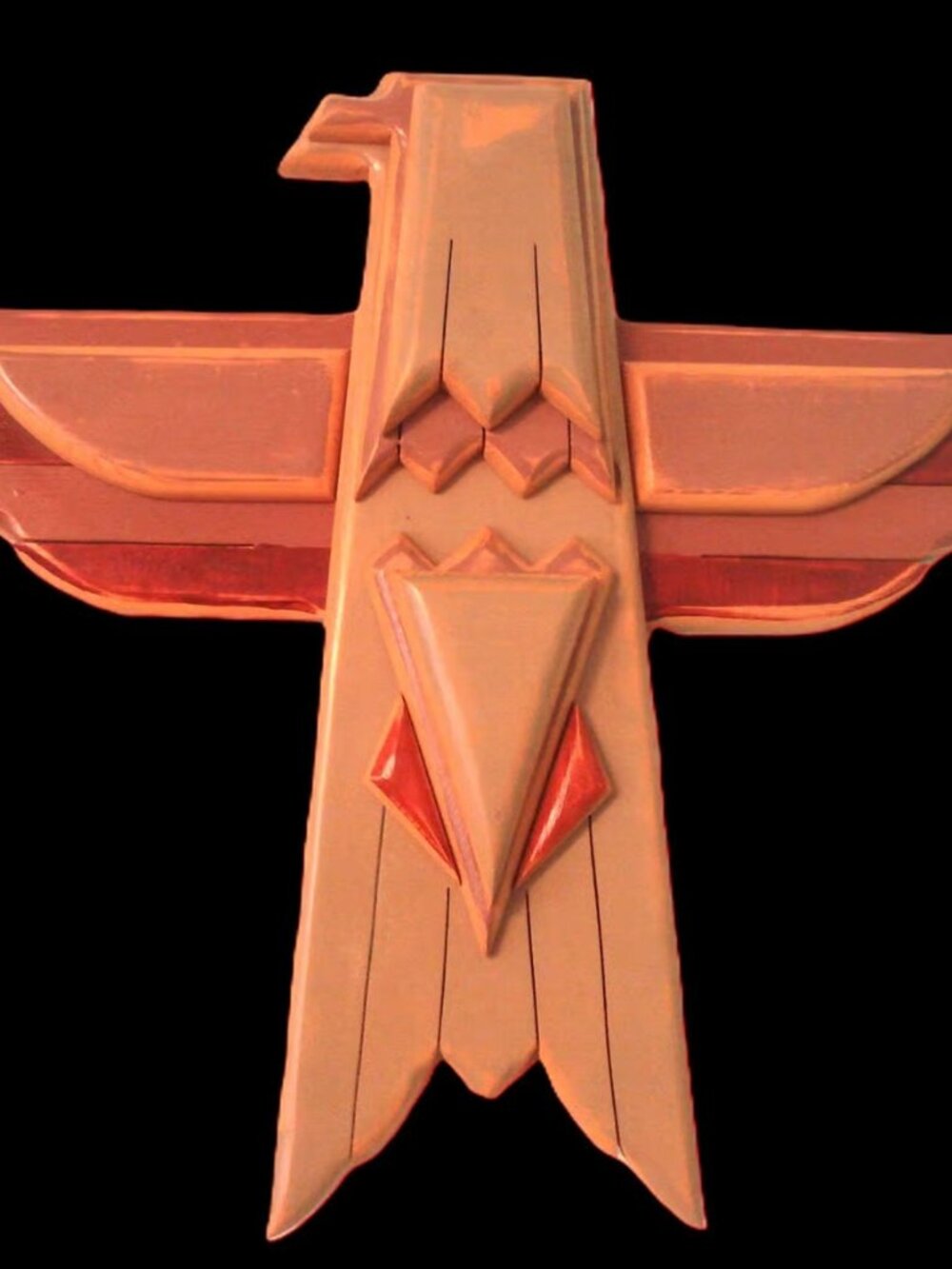 Vintage, Carved, Painted Wood Native Thunderbird, Wall Hanging, Signed,Dated,17"